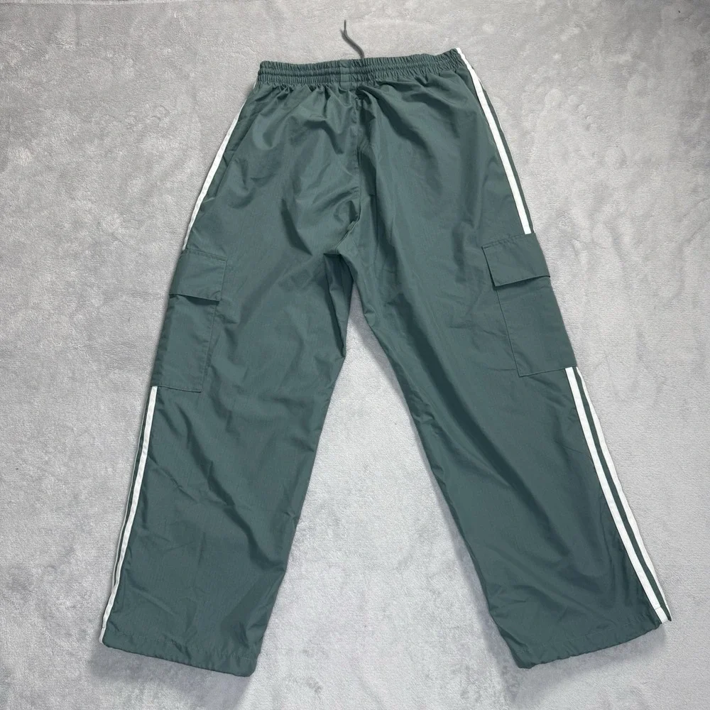 Adidas Originals Parley Cargo Track Pants Men's L Green 3 Stripe Wide Leg
